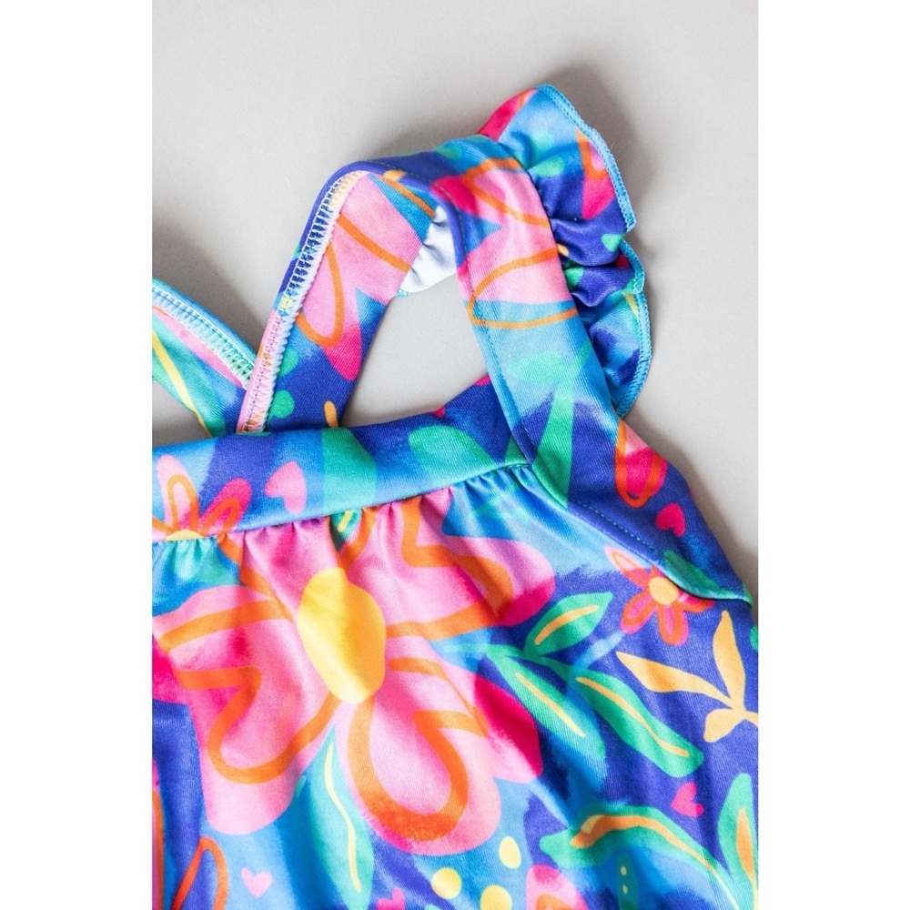 Infant Springing Around Ruffle Cross Back Romper - Picture 2 of 4